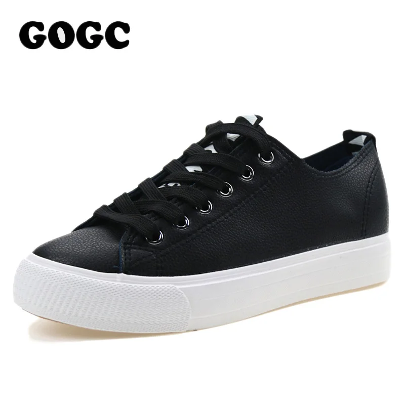 

GOGC 2019 White Shoes for Women Breathable Leather Casual Shoes Flat Shoes Women Platform Shoes Slipony Women Footwear Female864
