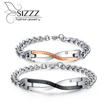 Joyme браслет на заказ пары CZ титановая сталь Женская Мужская кольцевая цепь Шарм Браслеты известная марка ювелирных изделий Лидер продаж