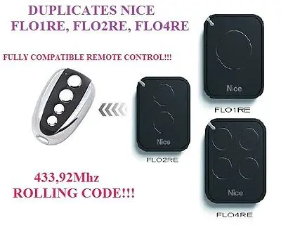 

remote control duplicator Nice FLO1RE, FLO2RE, FLO4RE Compatible Remote control / 433.92Mhz rolling code Clone