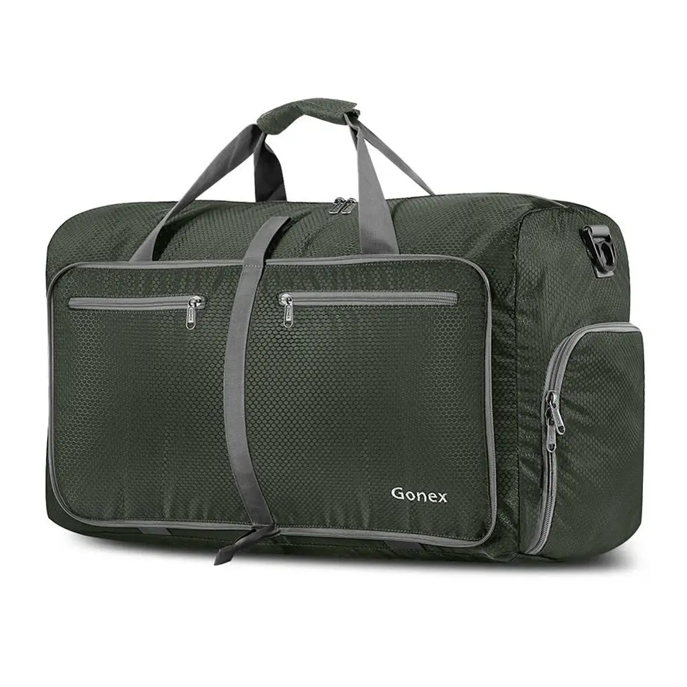 Gonex 60L дорожная сумка для багажа для мужчин и женщин 210D нейлоновая дорожная сумка складная Сверхлегкая сумка для отдыха бизнес-поездки 40-150L - Цвет: Blackish green