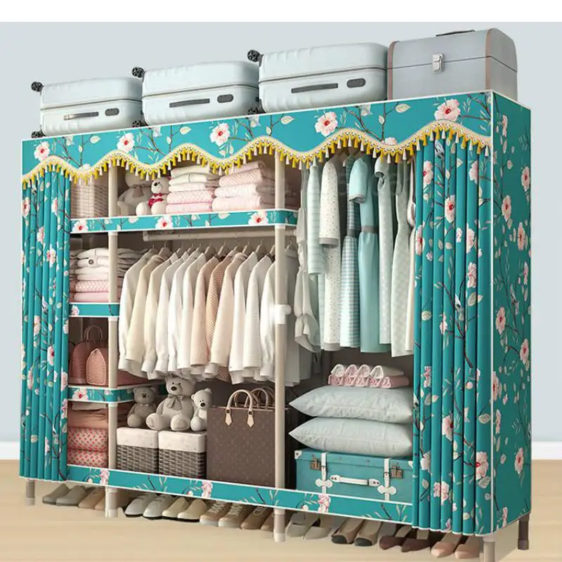 

Simple wardrobe assembly bold steel cloth wardrobe Simple cabinet bedroom dormitory household fabric wardrobe