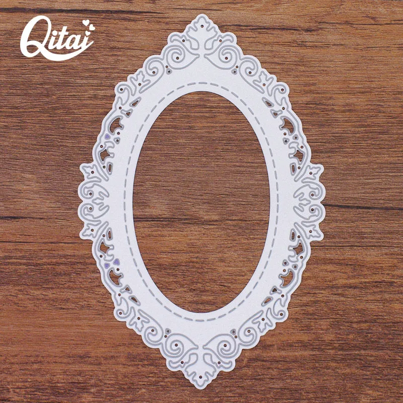 QITAI Lace Scrapbooking Lace oval Frame Cutting Dies Craft Embossing