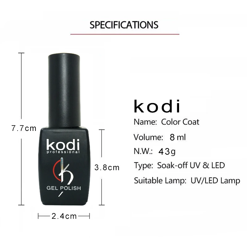 kodi gel lak 8ml color gel nail polish uv lakiery hybrydowe gellak base top esmalte permanente paznokcie unha oje primer nail