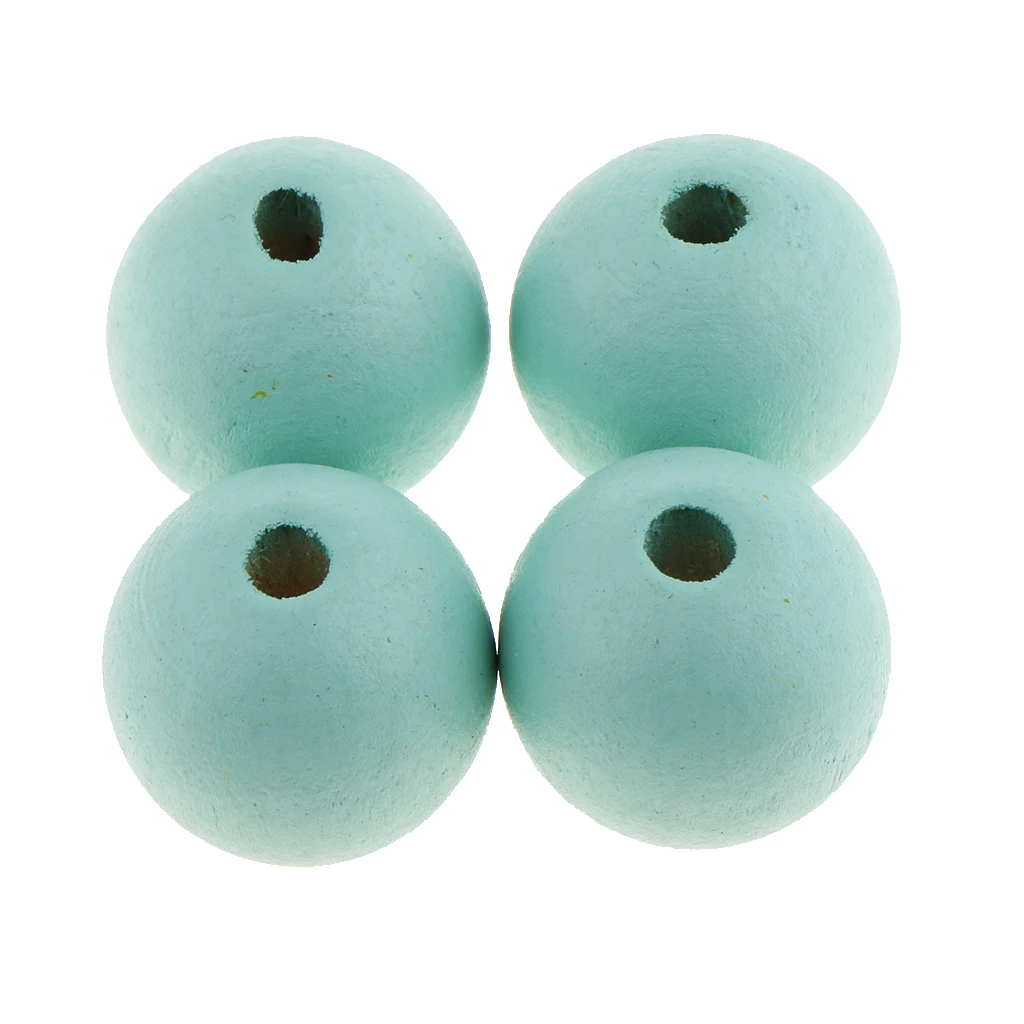 30 Pieces Dyed Color Natural Wood Spacer Loose Beads Necklace Bracelet Charms Findings 20mm