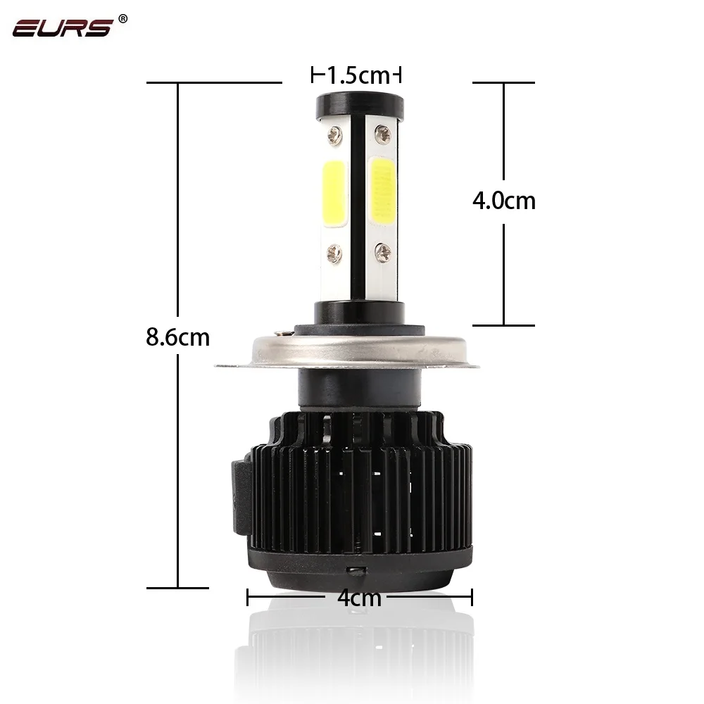 EURS 4 Said COB H11 H1 H3 9005 9006 H7 светодиодный H4 Автомобильные фары лампы Hi-Lo луч 50 Вт 8000лм 6500 к авто фары светодиодный свет 12 В X6