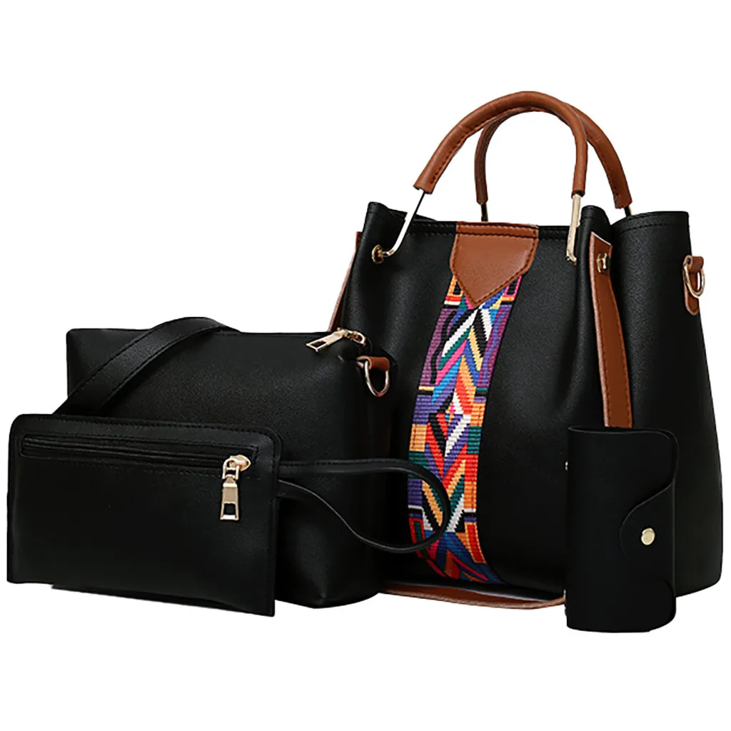 Топ, женские сумки, 4 шт., женская сумка с принтом в стиле ретро, ручная сумка, сумка на плечо+ сумка для карт, сумка через плечо, сумка - Цвет: A