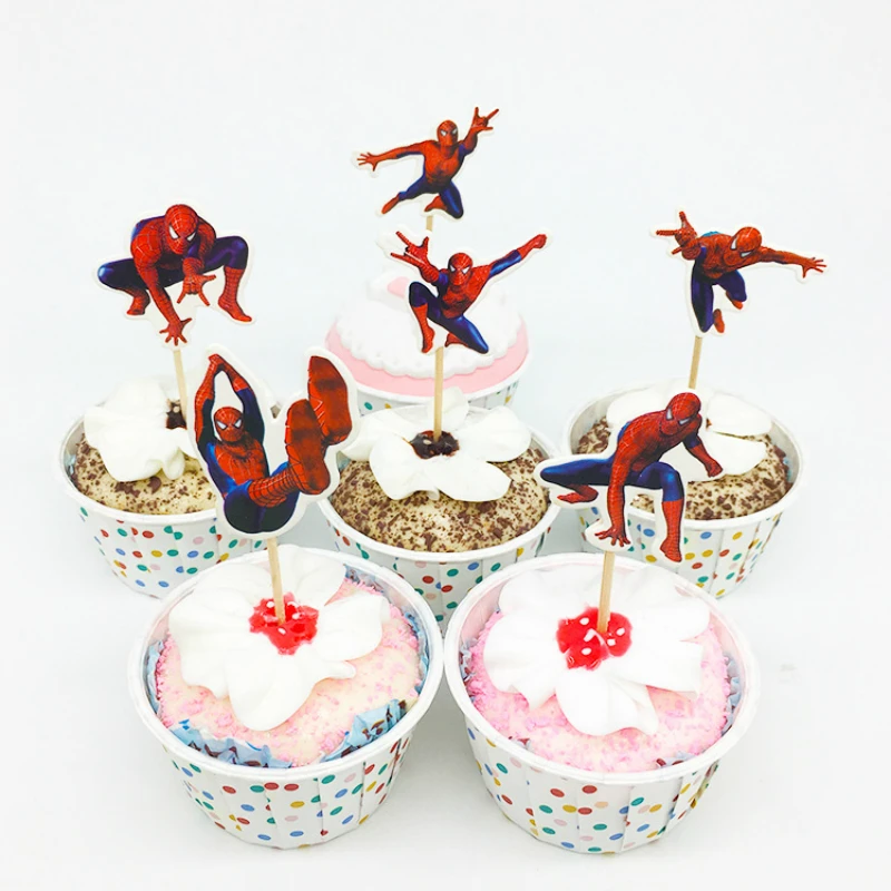 72 шт., супергерой Человек-паук торт, верхняя одежда, вставки для мальчиков, Детские вечерние украшения, детские украшения на день рождения