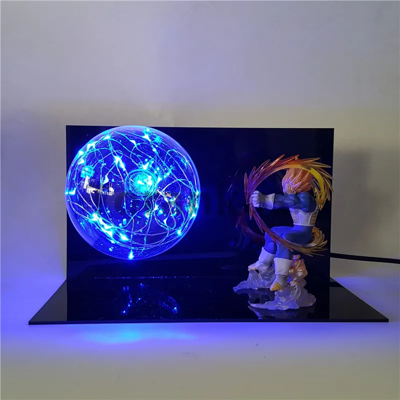 Черный Dragon Ball Z фигурка Вегета супер сайян, «Жемчуг дракона DIY светодиодные лампы в стиле аниме «Драконий жемчуг зет игрушечные фигурки из игры Dragon Ball DBZ(“сын Goku vegeta Коллекционная модель игрушка - Цвет: Черный