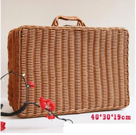 Ручная сумка из ротанга, соломенная сумка, Женская бамбуковая квадратная пляжная сумка, летняя богемная стильная тканая сумка с вышивкой - Цвет: 5