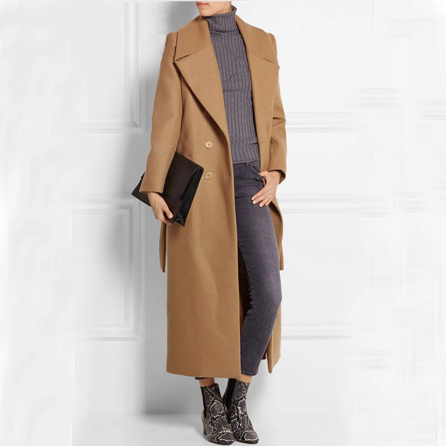 Must Have Fashion Ultra Long Double Breasted font b Women b font Woolen font b Jacket