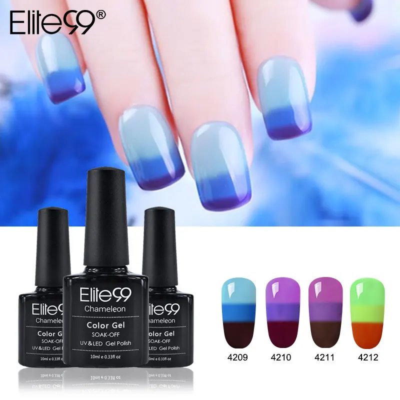 

Elite99 10ml Gel Varnish Nail Gel Polish 3 in 1 Temperature Color Changing Nail Polish Thermal Color Change UV Gel Lacquer
