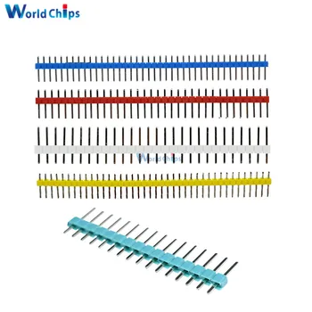 

10PCS 40Pin 1x40P Male Breakable Pin Header Strip 2.54mm Long Blue Red White Green Yellow Connector 5 Colors Hot Sale