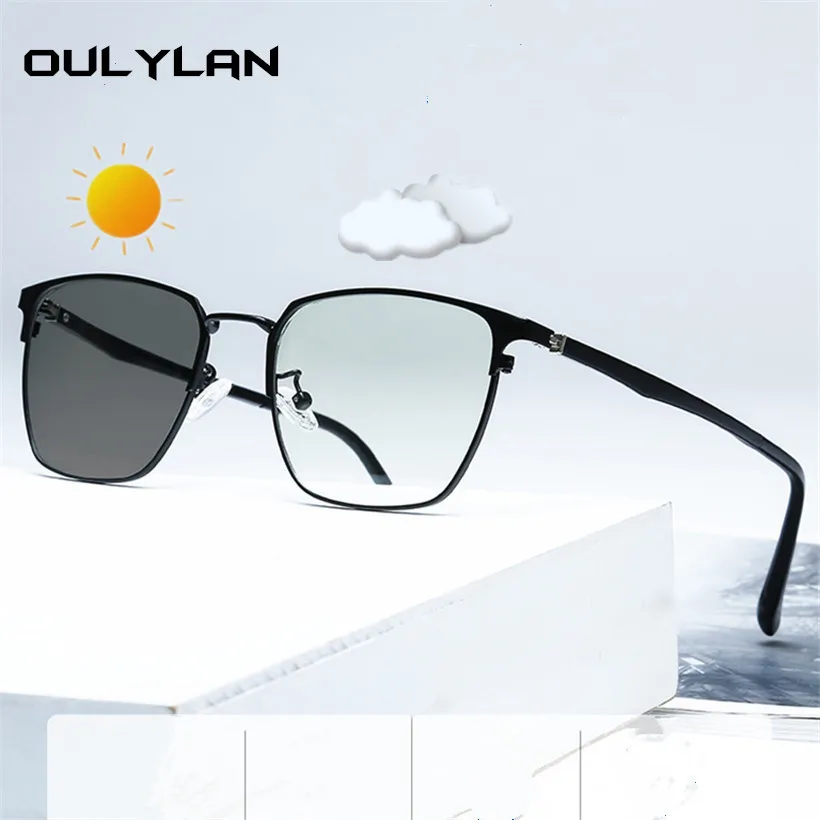 

Oulylan Anti Blue Light Blocking Glasses Men Photochromic Lenses Alloy Frame Eyeglasses Computer Gaming Eyewear