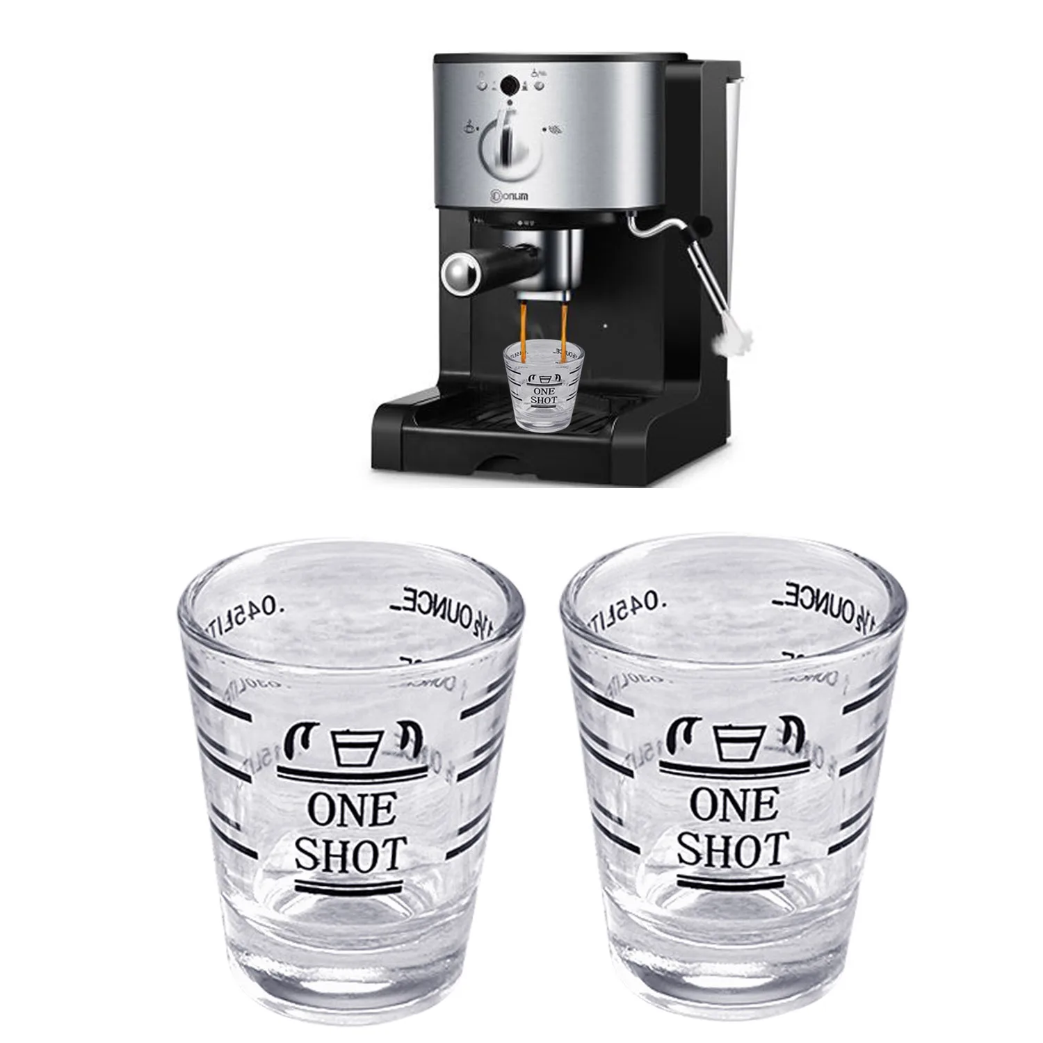 

Behogar 2pcs 45ml 1.5oz Clear Glass Jigger Measuring Cup with ml oz 2 Measurement Unit for Home Espresso Wine Tools