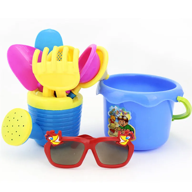 Random Color 9Pcs Kids Sand Beach Toys Castle Bucket Spade Shovel Rake Water Tools Set For Kids Toys Good Gift to Kids JY12#F (1)