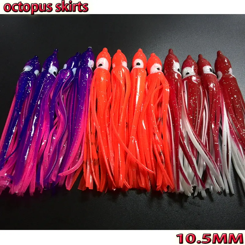 

HOTsoft fishing lure color new fishing octopus skirts length is 10.5CM number:12pcs/lot red orange