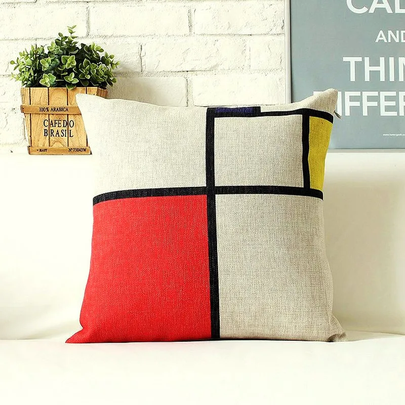 Современное искусство Красный Желтый Синий геометрический дизайн Декоративные