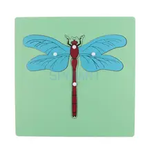 Монтессори деревянный природа материалы Стрекоза животных головоломки для малышей раннего дошкольного образования обучающая игрушка