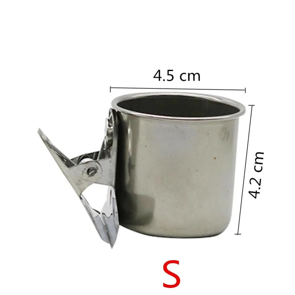 New Metal Bird Parrot Feeder Food Water Feeding Bowl Pet Cage Clip Cup Dispenser Pet Supplies Parrot Drinker Supplies 1Pc