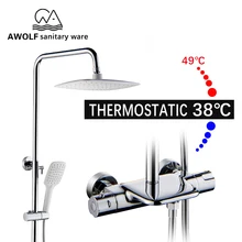 Хромированный роскошный Интеллектуальный Термостатический душ дождевой Водопад ванна кран Топ ручной душевая головка 1" Смеситель кран AH3002