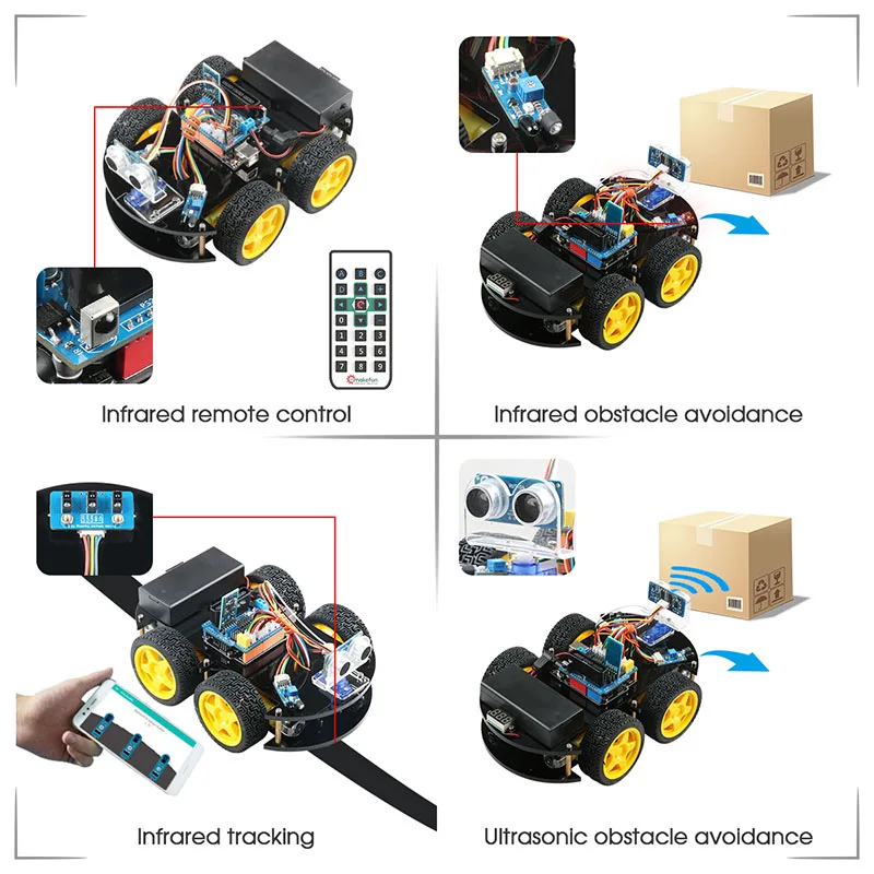 4WD робот автомобильный комплект для Arduino с Ble UNO, с царапинами, поддержка приложения IOS/Android Wifi образовательный ствол игрушка не требуется пайка