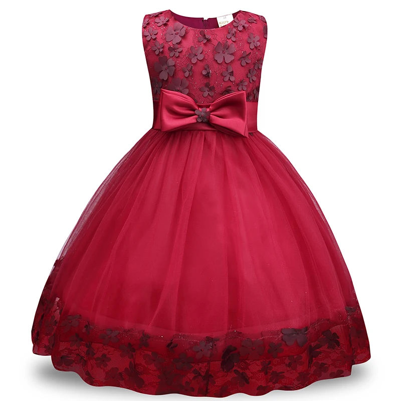 

Flower Girls dresses for New Year clothes Party Baby Girls Sleeveless Big Bow Princess Wedding Dress Children Party Vestidos