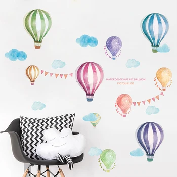 

Removable Animal World Map Wall Sticker Hot Air Balloon Large Tree Decals Kids Room Preschool Education PVC Wallpaper