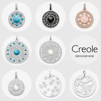 

Ornament Blue Rose Flower Disc Necklace Pendant,2019 Fashion Jewelry 925 Sterling Silver Trendy Gift for Women