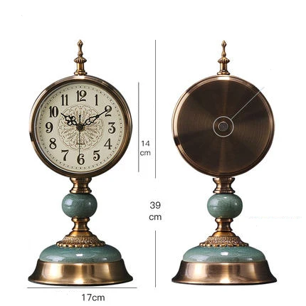 #^Special Price American Retro Clock Living Room Table Classicism Mute Clock Decoration European Home Accessories Bedroom Mute Metal Table Clock