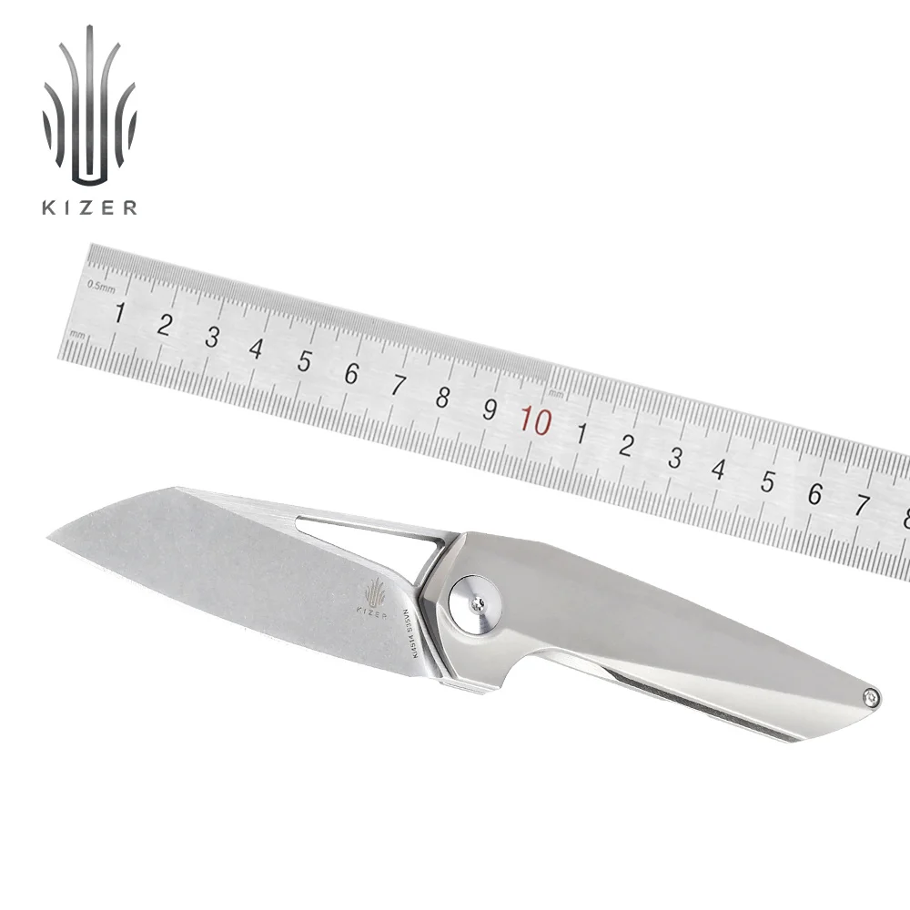 Ножи Kizer, складное лезвие Theta ki4514, нож для выживания,, нож S35vn, лезвие, титановая ручка, наконечник, правая переноска