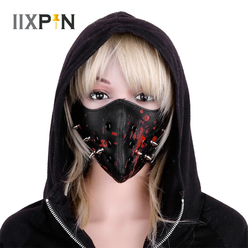 

IIXPIN Rivet Masks Unisex Fashion Faux Leather Rivet Half Face Punk Motorcycle Biker Cosplay Anti-Dust Sports Protective Mask