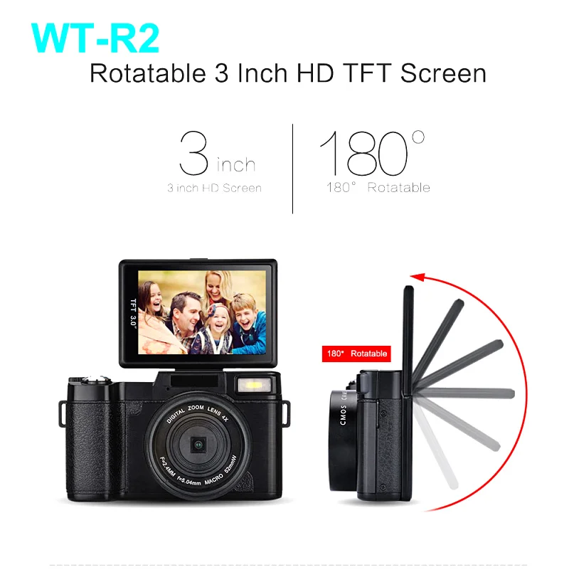 Высококачественная подарочная камера WT-R2 full hd 1080p max 24mp цифровая камера 8,0 MP cmos сенсор