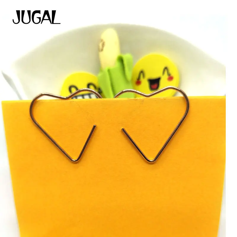 24pcs/lot Gold Paper Clip Metal Heart shaped Bookmarks Clip Memo Clip