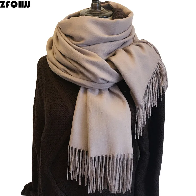 Cena 200cm x 70cm zima Oversize szaliki proste moda ciepły koc Unisex stałe okłady kaszmirowy szalik szal Pashmina 30 kolory 240g
