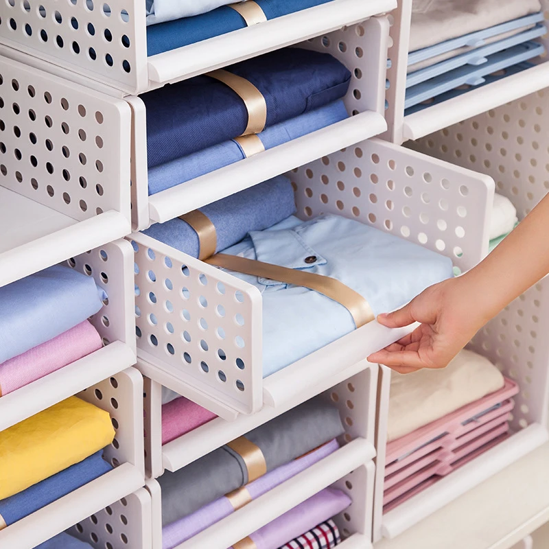 

DIY Wardrobe Storage Rack Cabinet Clothes Locker Kitchen Storage Box Drawers Design Folding Layered Shelf Plastic Sorting Shelf