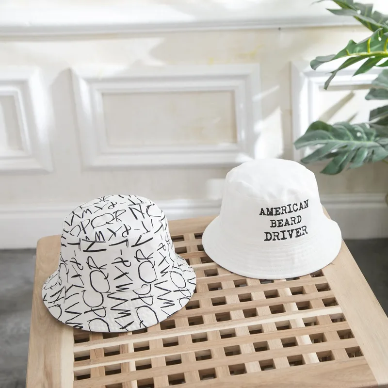 

Children Summer Hat Double Sided Sun Caps For Boys And Girls Letter Printing Fisherman Hat Baby Hats Caps