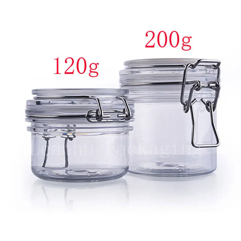300ml 400ml 500ml transparent food jar with sealed screw lid clear 120g 200g puste okra ga e z tworzywa sztucznego szczelnie pojemnika w cyny klip pokrywkami pojemniki do przechowywania