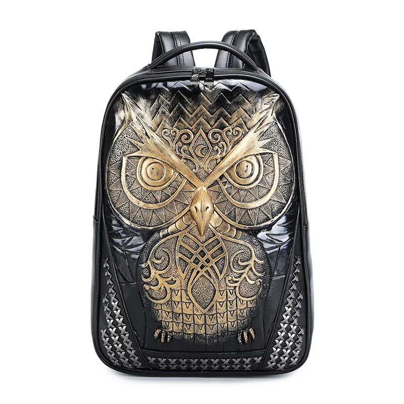 

Fashion Women Backpack 2017 Newest Stylish Cool Gold PU Leather Owl Backpack Female Hot Sale Women Shoulder Bag School Bags