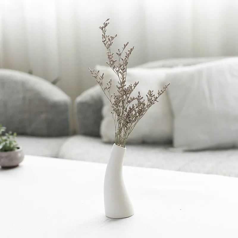 Простая белая керамическая ваза, креативная домашняя настольная декоративная керамическая ваза, классическая офисная декоративная ваза, свадебные украшения G - Цвет: 5.7X15cm