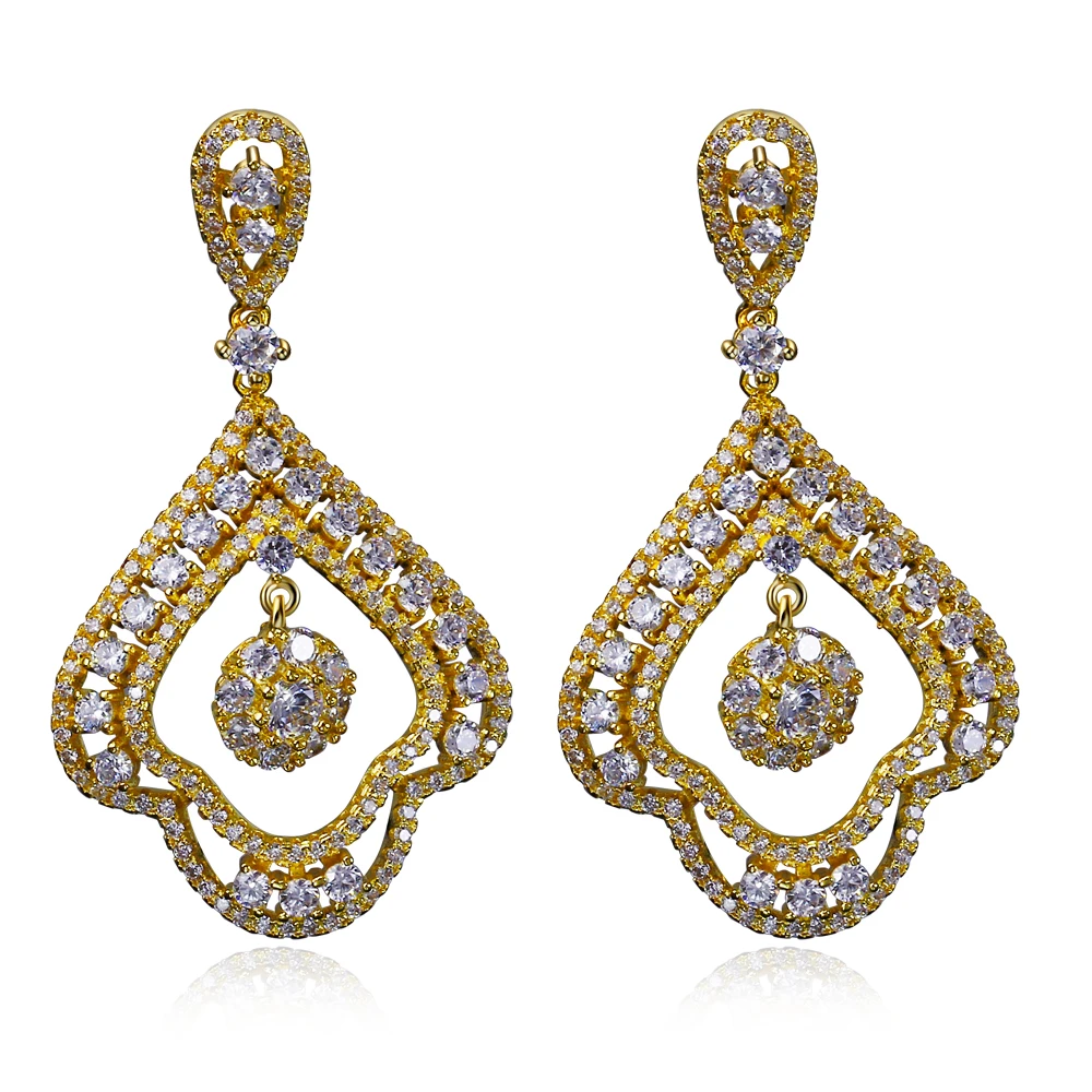 Buy New flower drop Earrings prong setting white cz