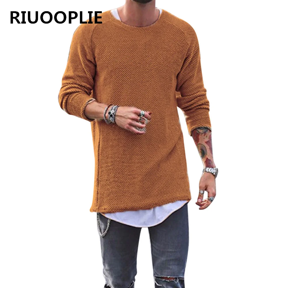 RIUOOPLIE Mens Sweater Autumn Winter Knitted Solid Plain Pullover Casual Loose O Neck 4