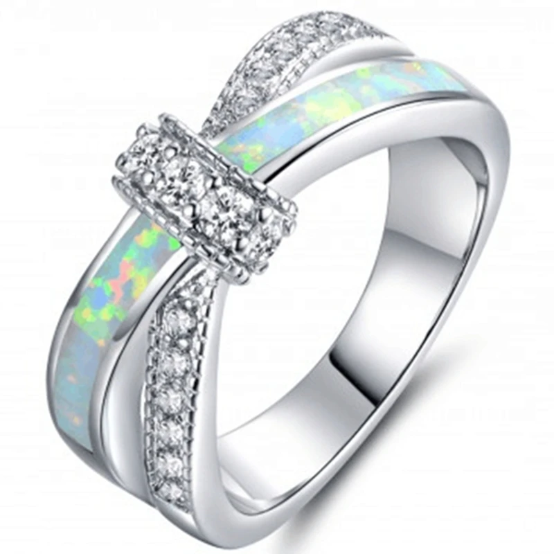 Size 4-12 Stering Silver 925 Australian Fire Opal Ring Wedding Engagement Anniversary Christmas Gifts Statement