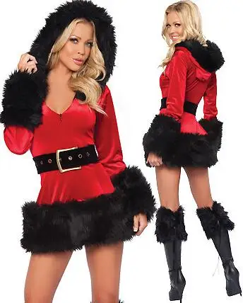 Женское зимнее платье с капюшоном и надписью Santa Laura|santa sexy|dress santadress with |