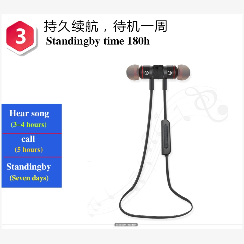 P9 bass Sport Running Magetic Bluetooth Wireless Earphones V4 1 In Ear Noise Reduction Earbuds With Microphone Sweatproof Stereo