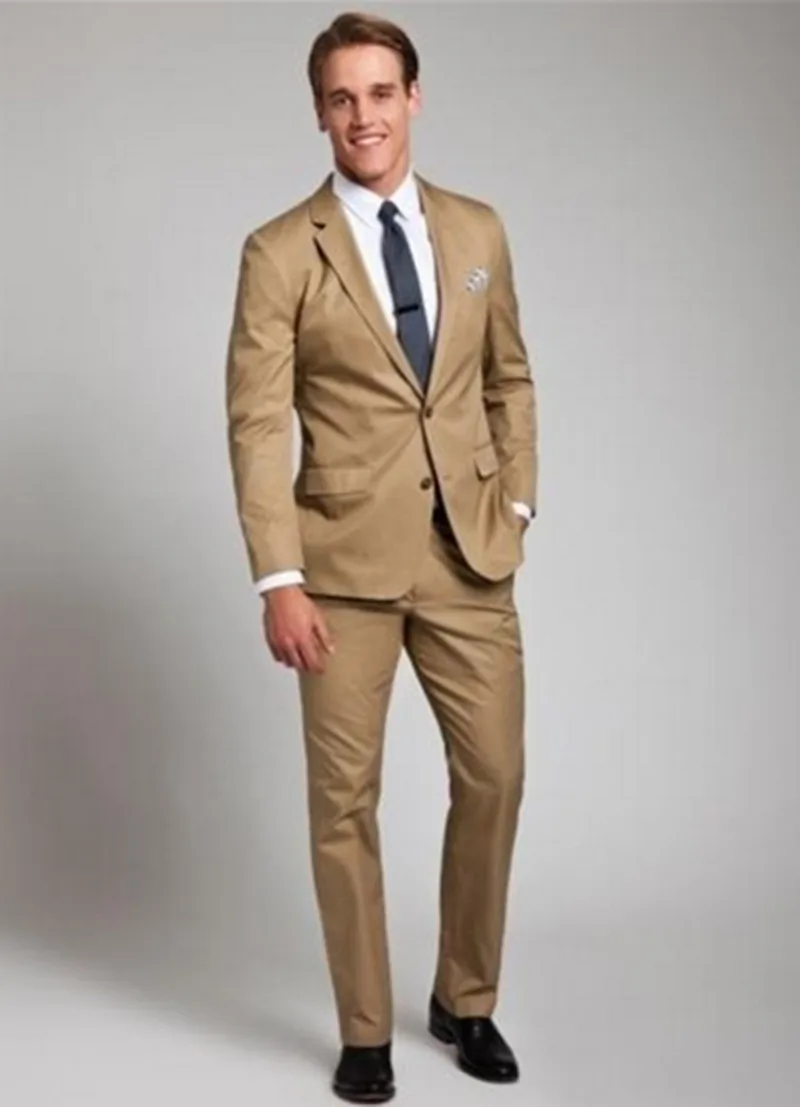 Men's Casual Bridegroom Fashion Khaki Color 2016 Brand Slim Classic Business Party Formal