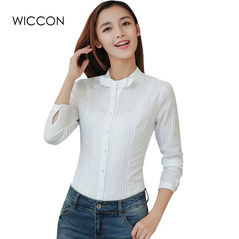 Buy New Solid Flimsy Blouse Woman Slim Casual White Shirt Women Tops Cheap