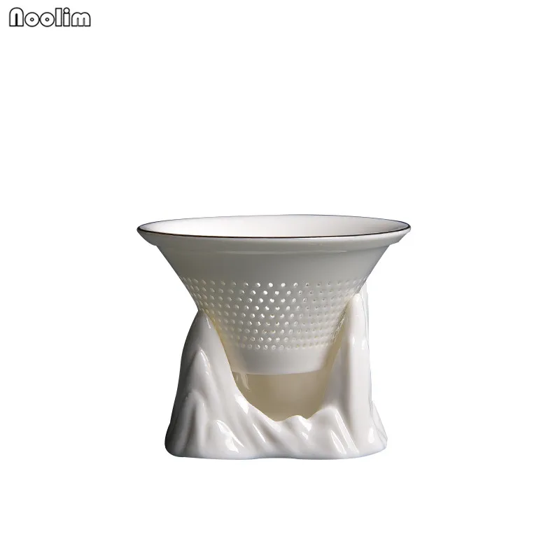 NOOLIM Mountain Peak White Jade Porcelain Tea Filter Strainer Creative Teahouse Tools Ceramic Fair Cup Office Drinkware