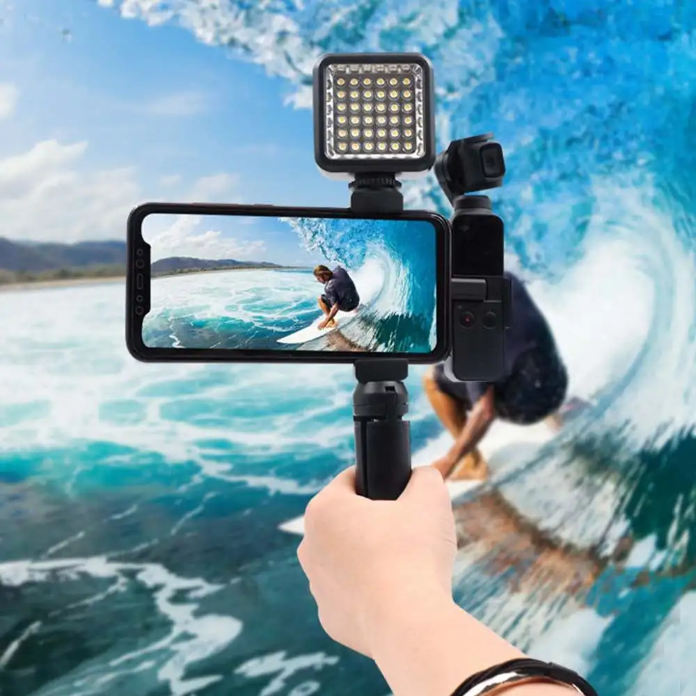 

Mini Camera 3 In 1 Flash LED Light Tripod Mount 1/4 inch Expansion Bracket Gimbal Accessory For DJI OSMO Pocket Handheld Gimbal