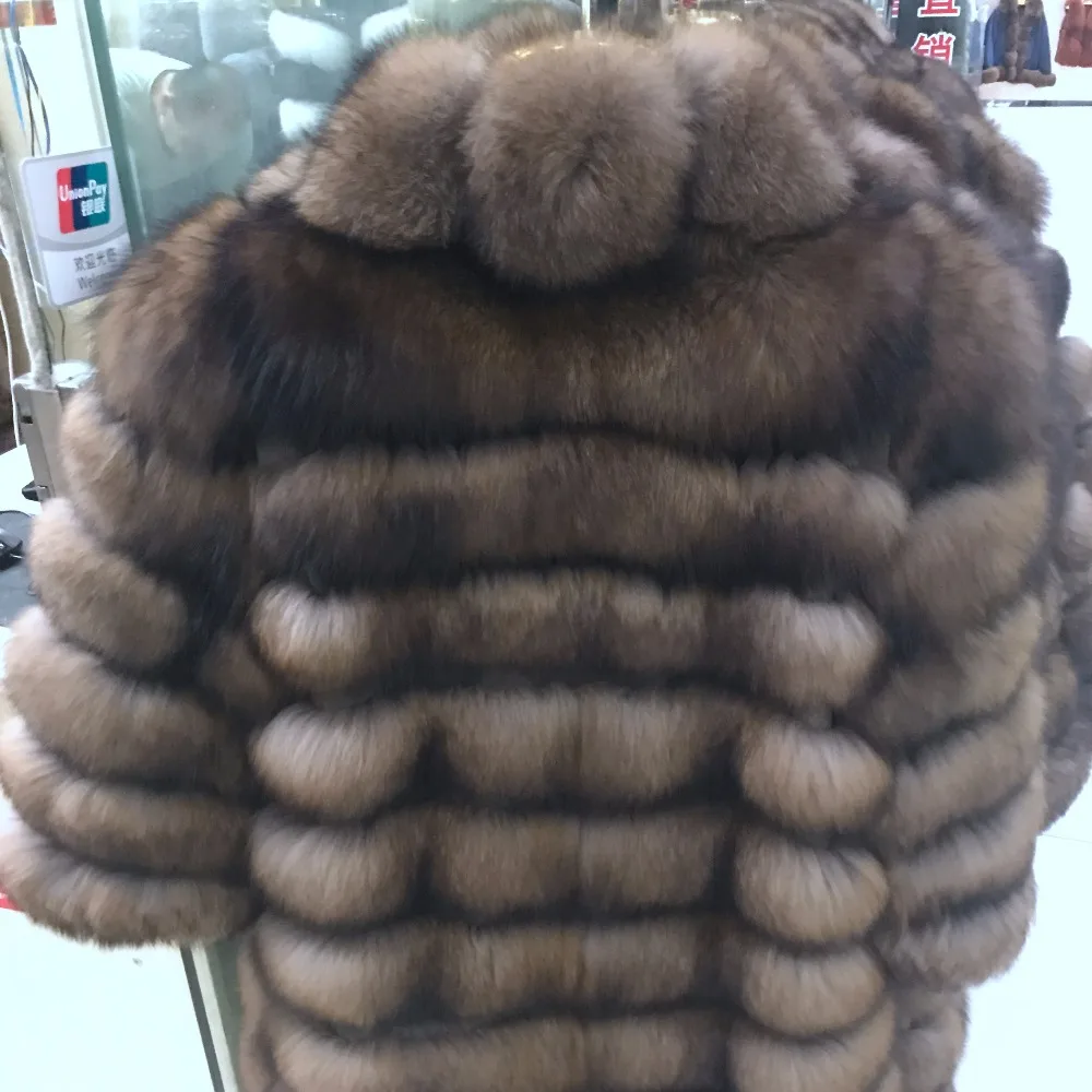 Suit collar Winter Real Fox Fur Coat Thick Warm Imitation Sables Women's Light Brown Long Jacket The fox fur Coat
