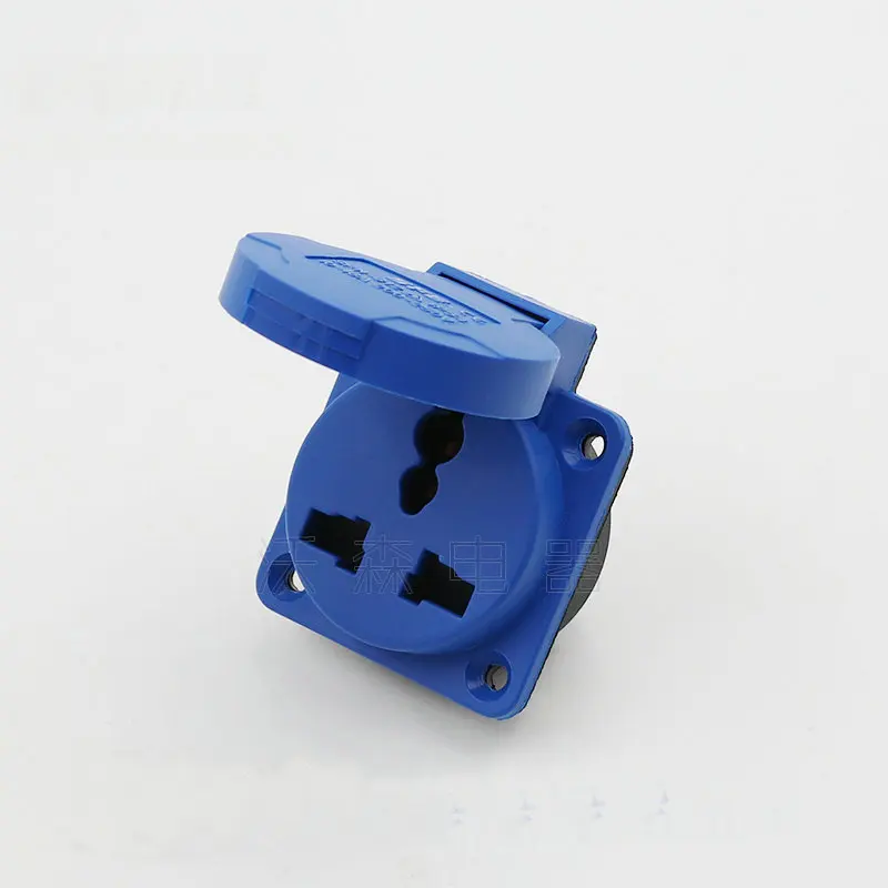 

220V 10A Ip54 Waterproof Power Plug Multi-function EU Panel Industrial Waterproof Socket Connector